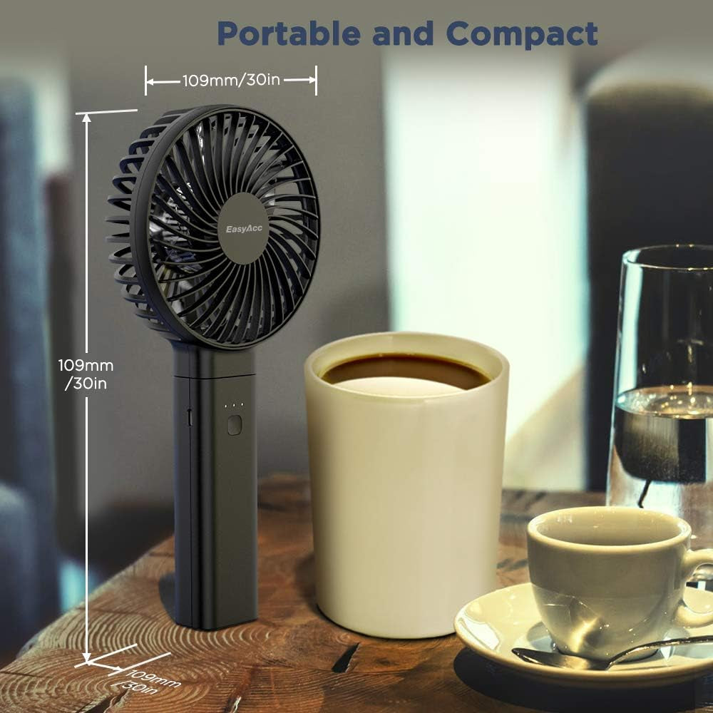 Portable Handheld Fan - Silent Powerful Fan with 5 Speeds,Usb-C Rechargeable Battery,Ultra Quiet Washable Guard, Foldable,Portable Cooling for Travel Outdoor (Ideal Gift for Men, Women)