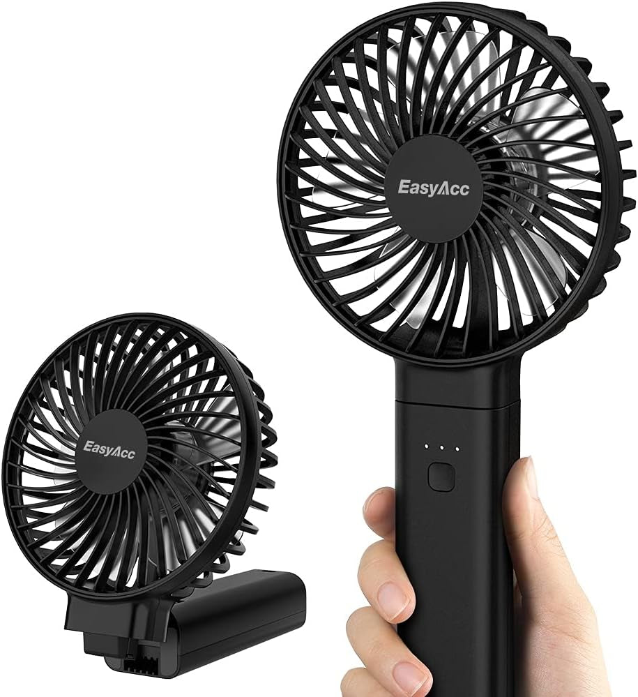 Portable Handheld Fan - Silent Powerful Fan with 5 Speeds,Usb-C Rechargeable Battery,Ultra Quiet Washable Guard, Foldable,Portable Cooling for Travel Outdoor (Ideal Gift for Men, Women)