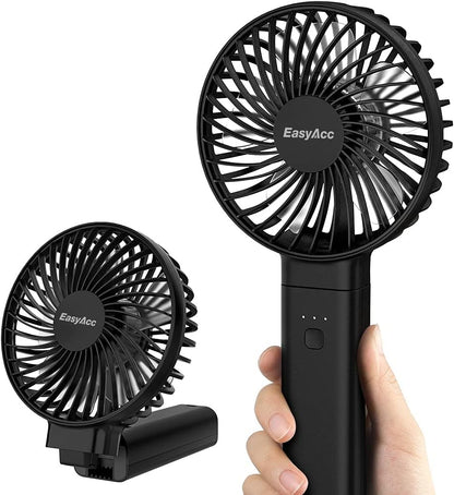 Portable Handheld Fan - Silent Powerful Fan with 5 Speeds,Usb-C Rechargeable Battery,Ultra Quiet Washable Guard, Foldable,Portable Cooling for Travel Outdoor (Ideal Gift for Men, Women)