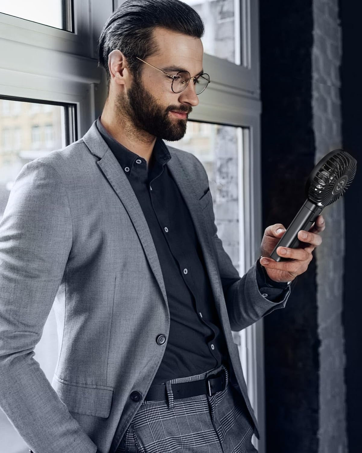 Portable Handheld Fan - Silent Powerful Fan with 5 Speeds,Usb-C Rechargeable Battery,Ultra Quiet Washable Guard, Foldable,Portable Cooling for Travel Outdoor (Ideal Gift for Men, Women)