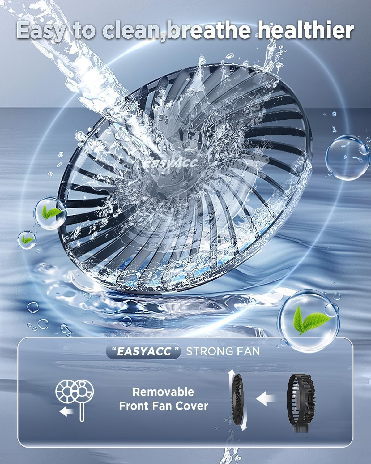 Portable Handheld Fan - Silent Powerful Fan with 5 Speeds,Usb-C Rechargeable Battery,Ultra Quiet Washable Guard, Foldable,Portable Cooling for Travel Outdoor (Ideal Gift for Men, Women)